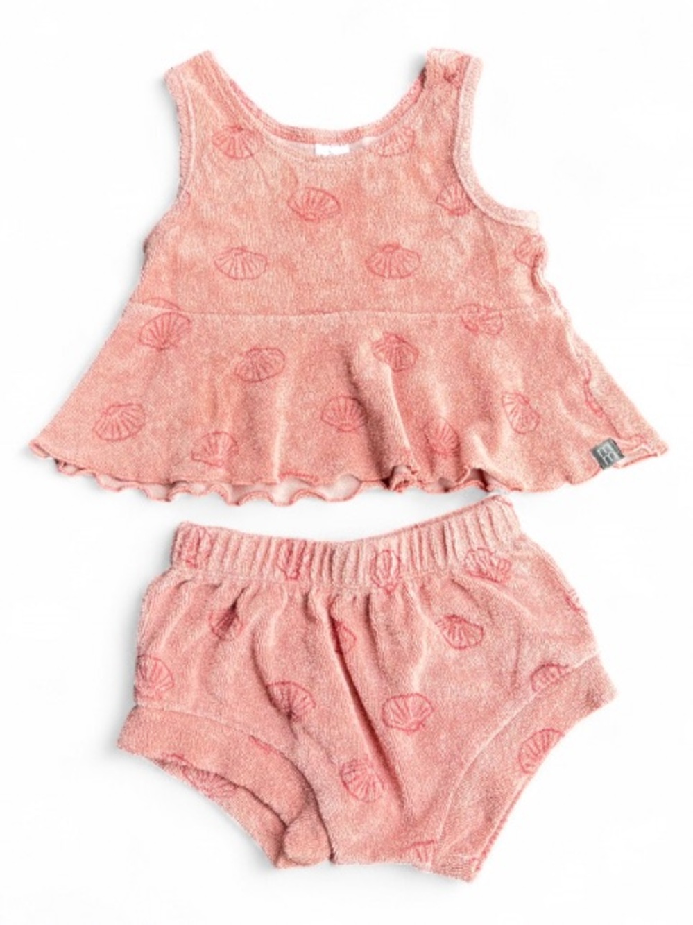 Modern Moments 3-6M Pink Seashell Peplum Top & Bloomers 2-Piece Outfit Set